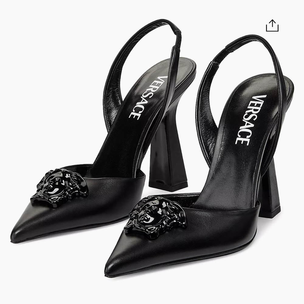 Versace La Medusa Leather Slingback Pump